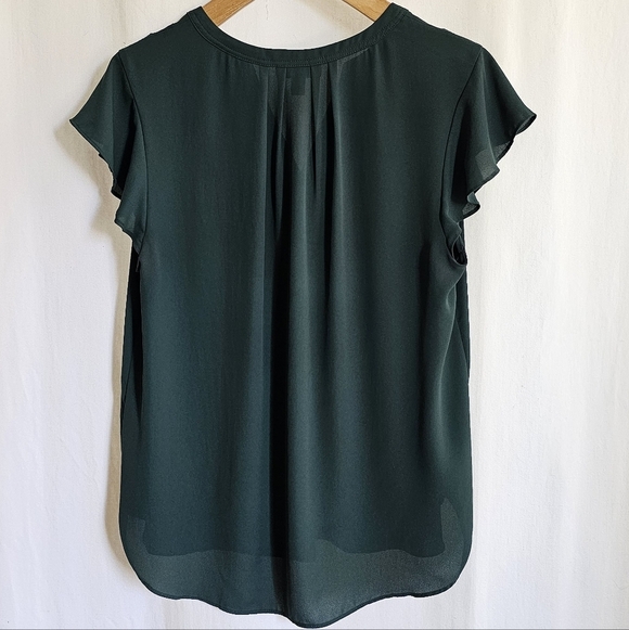 J Crew Green Short Cap Sleeve Chiffon Blouse - Picture 6 of 10